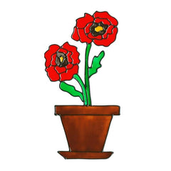 Red Flower Pot Stickers Wall Decor Window Glass Decoration