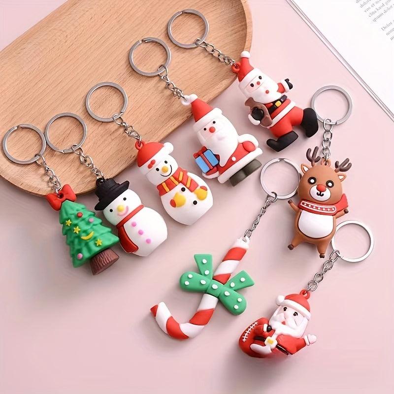 Christmas Santa Claus Tree Snowman Doll Keychain Bag Pendant Gift
