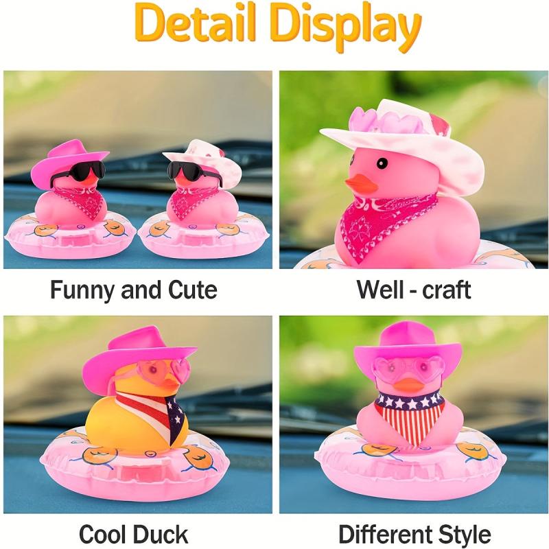 Duck DIY Toy Home Car Decor Gift Mini Hat Sunglasses Swim Ring Pink Duck
