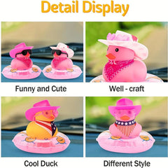 Duck DIY Toy Home Car Decor Gift Mini Hat Sunglasses Swim Ring Pink Duck