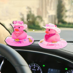Duck DIY Toy Home Car Decor Gift Mini Hat Sunglasses Swim Ring Pink Duck