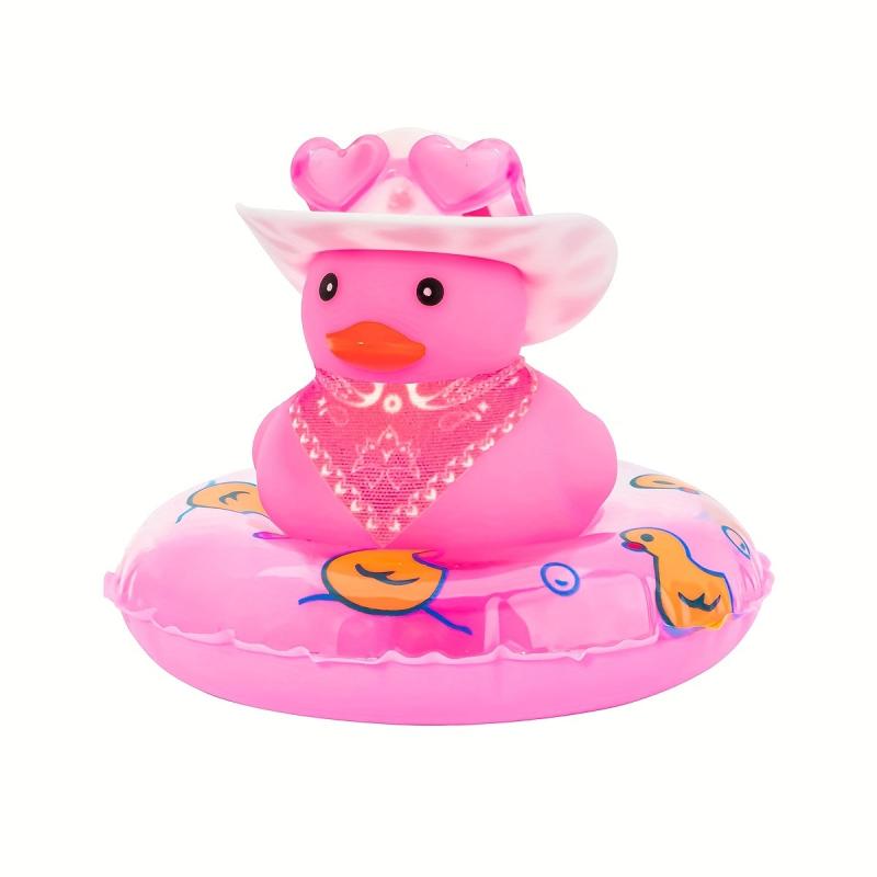 Duck DIY Toy Home Car Decor Gift Mini Hat Sunglasses Swim Ring Pink Duck