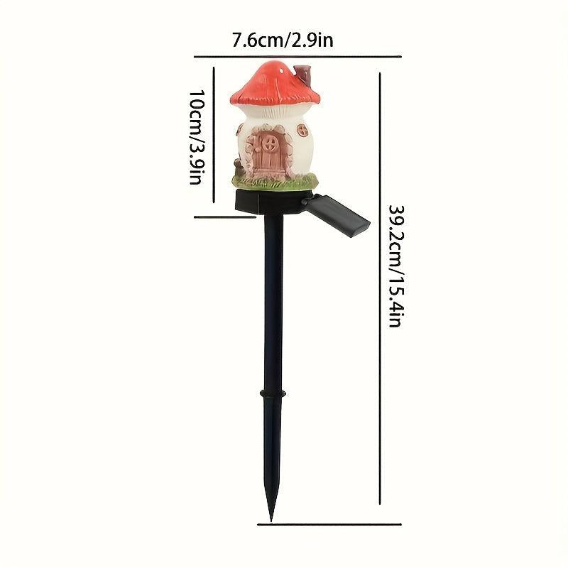 Mushroom Fairy House Resin Solar Ground Plug Lights for Outdoor Decor