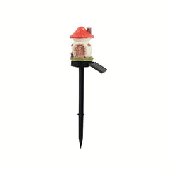 Mushroom Fairy House Resin Solar Ground Plug Lights for Outdoor Decor
