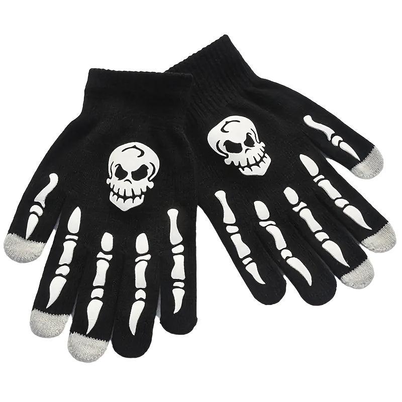 Halloween Skeleton Hand Knitted Gloves Elastic Touch Screen Ghost Claw Gloves