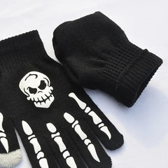 Halloween Skeleton Hand Knitted Gloves Elastic Touch Screen Ghost Claw Gloves