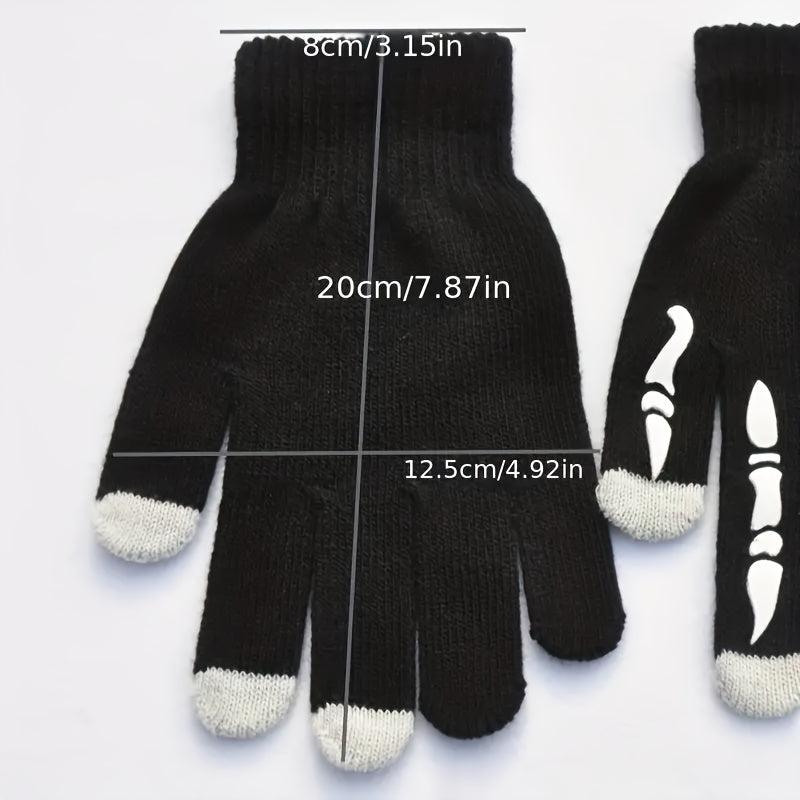 Halloween Skeleton Hand Knitted Gloves Elastic Touch Screen Ghost Claw Gloves