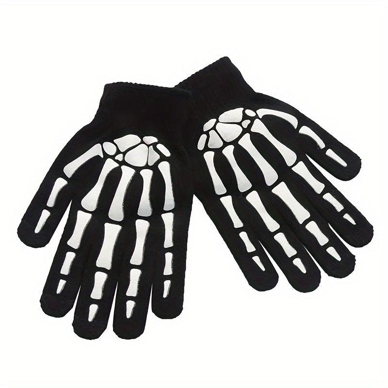 Halloween Skeleton Hand Knitted Gloves Elastic Touch Screen Ghost Claw Gloves