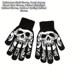Halloween Skeleton Hand Knitted Gloves Elastic Touch Screen Ghost Claw Gloves