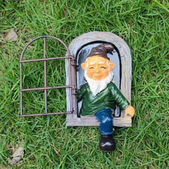 Creative Elf Go Out Tree Hug Statue for Garden Decoration