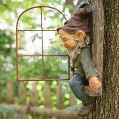 Creative Elf Go Out Tree Hug Statue for Garden Decoration