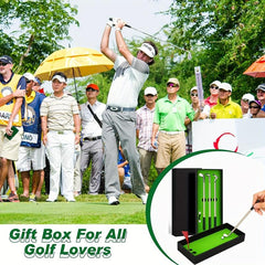 Mini Desktop Golf Pen Set with Golf Club Ballpoint Pens, Flag, Balls, Green