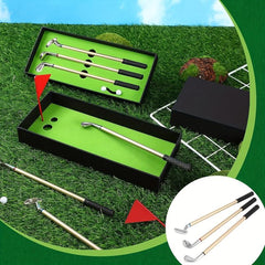 Mini Desktop Golf Pen Set with Golf Club Ballpoint Pens, Flag, Balls, Green