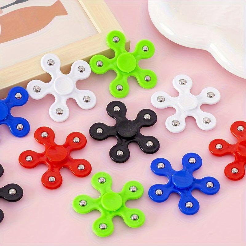 4 Pcs Five-leaf Finger Tops Steel Ball Spiral Decompression Toys