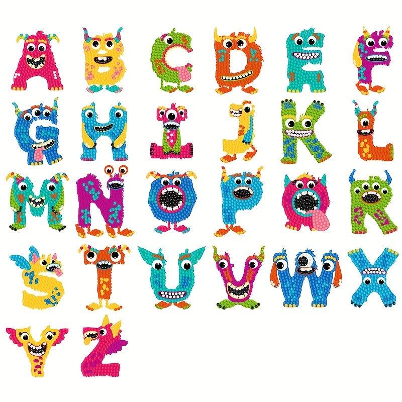 26pcs Letter Diamond Painting Stickers DIY Rhinestone Mosaic Number Stickers