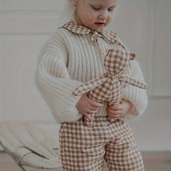 Plaid Bear Comfort Doll Baby Toy Cloth Can Bite Doll Photo Doll Children's Gift