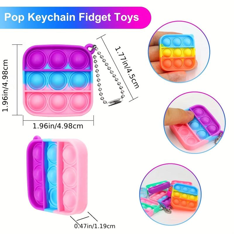 30 PCS Pop Keychain Fidget Toys for Kids Bulk Stress Relief Sensory Toys