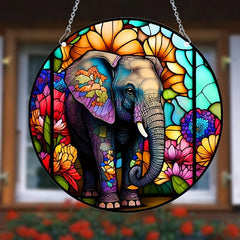 Colorful Elephant Double Side Painted Suncatcher Gift For Mom Friends