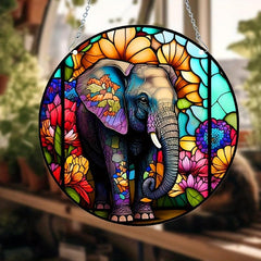 Colorful Elephant Double Side Painted Suncatcher Gift For Mom Friends