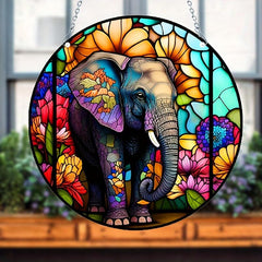 Colorful Elephant Double Side Painted Suncatcher Gift For Mom Friends