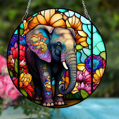 Colorful Elephant Double Side Painted Suncatcher Gift For Mom Friends