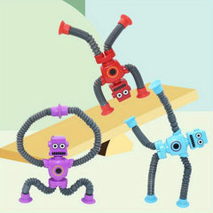 Bendable Robot Figures 4pcs Telescopic Suction Cup Robot Toy