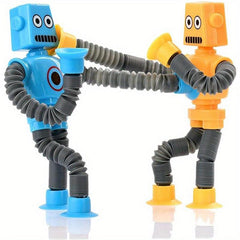 Bendable Robot Figures 4pcs Telescopic Suction Cup Robot Toy