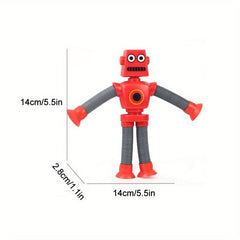 Bendable Robot Figures 4pcs Telescopic Suction Cup Robot Toy