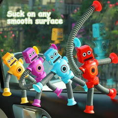 Bendable Robot Figures 4pcs Telescopic Suction Cup Robot Toy