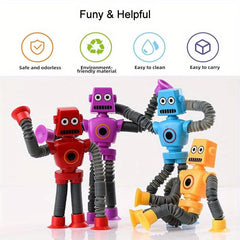 Bendable Robot Figures 4pcs Telescopic Suction Cup Robot Toy