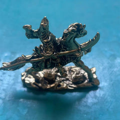 Antique Brass Horse Riding Guan Gong Ornament Figurine
