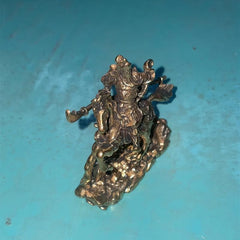 Antique Brass Horse Riding Guan Gong Ornament Figurine