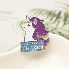 Unicorn Cartoon Brooch Alloy Enamel Badge Girl Shirt Pin