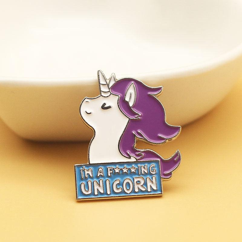Unicorn Cartoon Brooch Alloy Enamel Badge Girl Shirt Pin