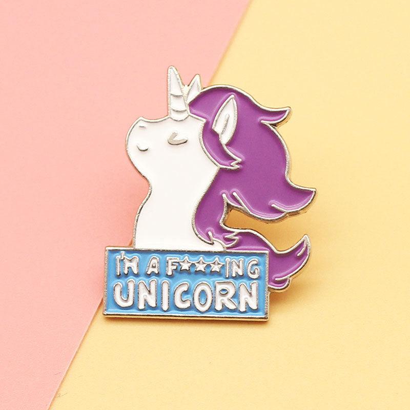 Unicorn Cartoon Brooch Alloy Enamel Badge Girl Shirt Pin