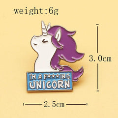 Unicorn Cartoon Brooch Alloy Enamel Badge Girl Shirt Pin