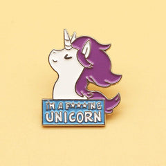 Unicorn Cartoon Brooch Alloy Enamel Badge Girl Shirt Pin