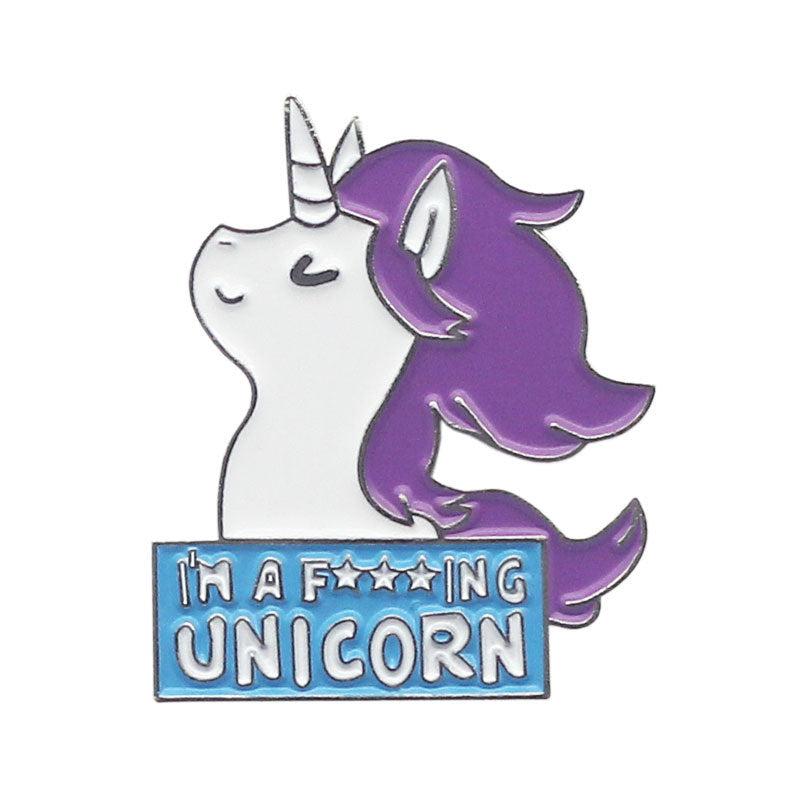 Unicorn Cartoon Brooch Alloy Enamel Badge Girl Shirt Pin