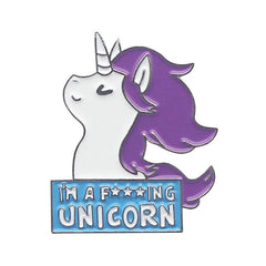 Unicorn Cartoon Brooch Alloy Enamel Badge Girl Shirt Pin