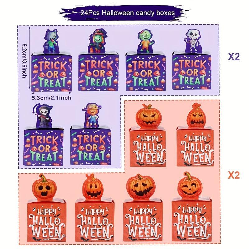 24pcs Halloween Candy Boxes Pumpkin Gift DIY Party Supplies