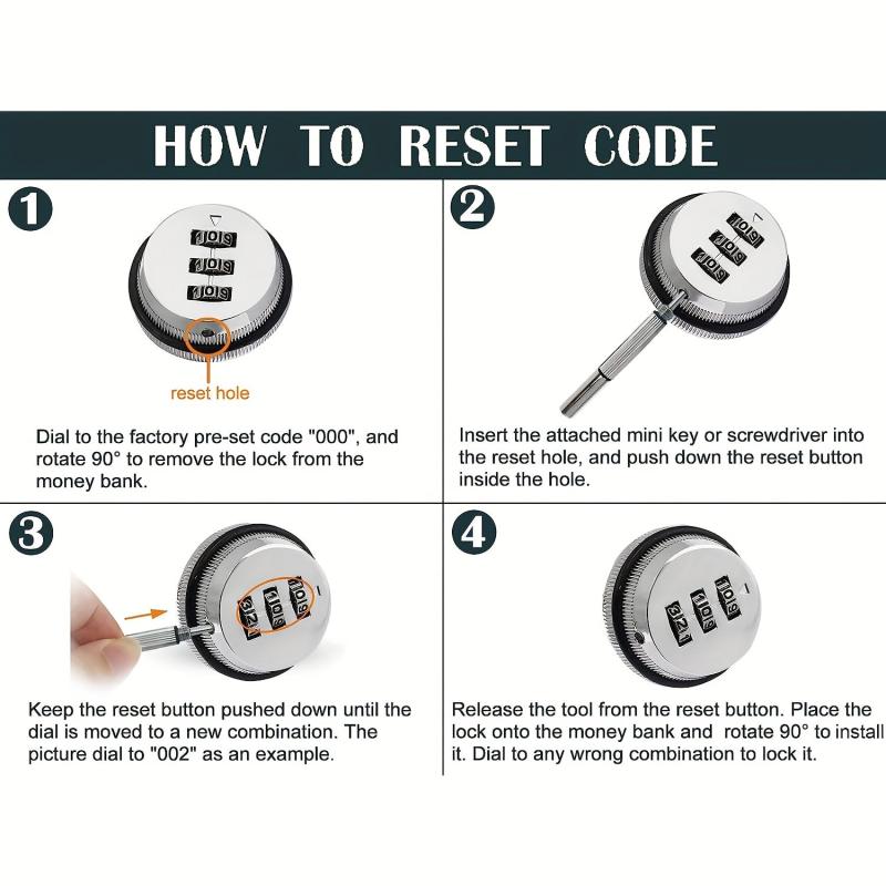 Stainless Steel Piggy Bank with Combination Lock for Adults