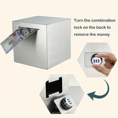 Stainless Steel Piggy Bank with Combination Lock for Adults