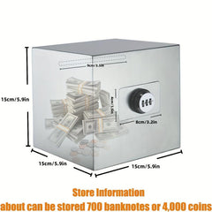 Stainless Steel Piggy Bank with Combination Lock for Adults