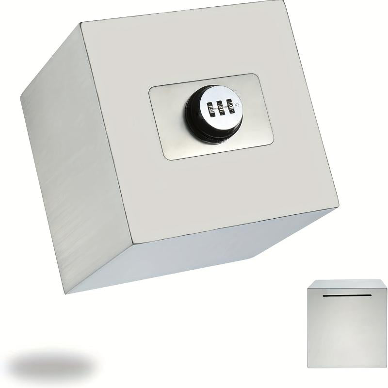 Stainless Steel Piggy Bank with Combination Lock for Adults