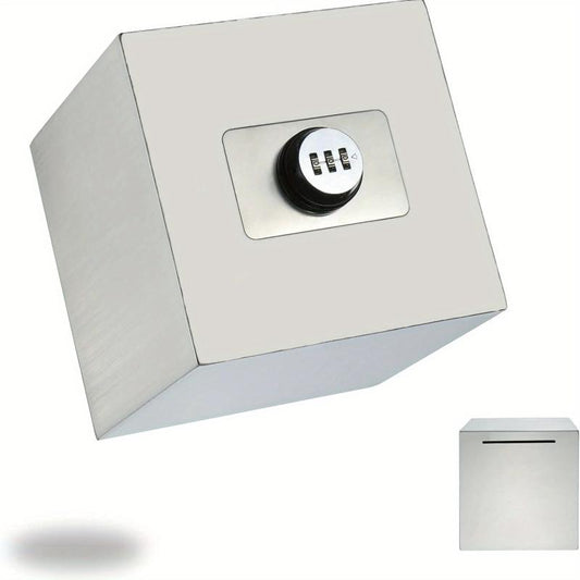 Stainless Steel Piggy Bank with Combination Lock for Adults