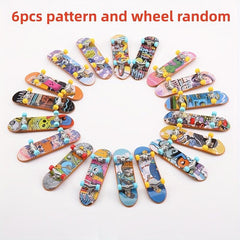 6 Pcs Xmas Finger Skateboard Mini Toys Creative Fingertip Sports Skateboard