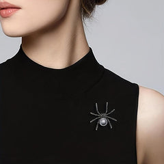 Spider Rhinestone Brooch Metal Corsage Retro Jewelry Halloween