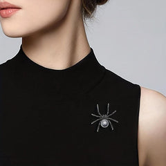 Spider Rhinestone Brooch Metal Corsage Retro Jewelry Halloween