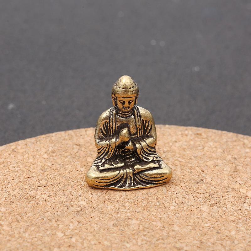 Mini Brass Buddha Ornament Comedian Desktop Decor