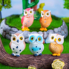 4pcs Resin Mini Owls Figurines Fairy Garden Accessories Fairy Garden Animals